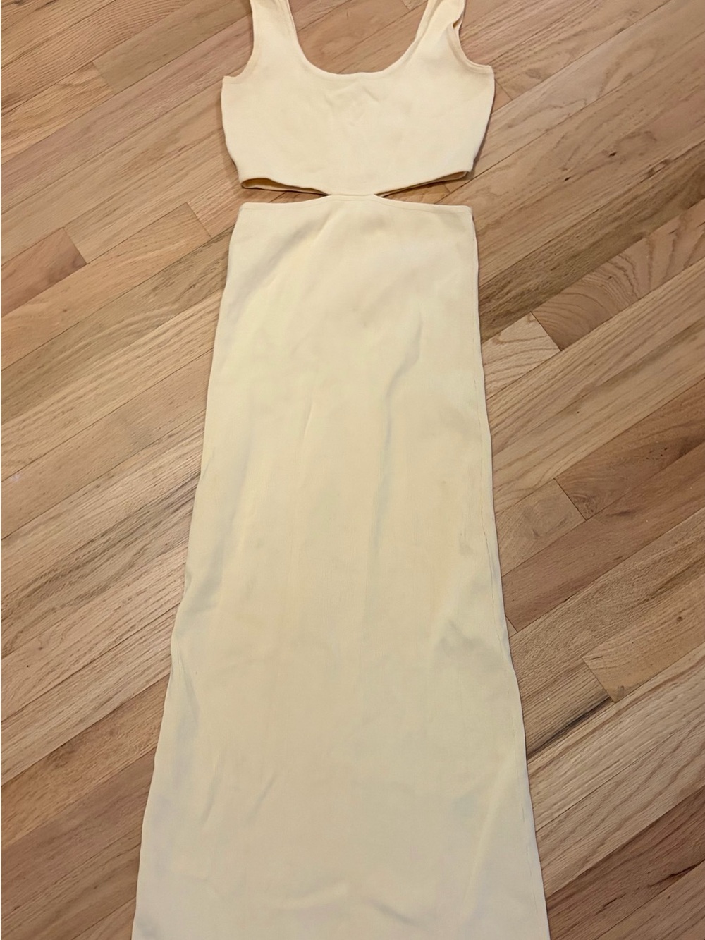 Zara Cream Midi Cut-Out Dress